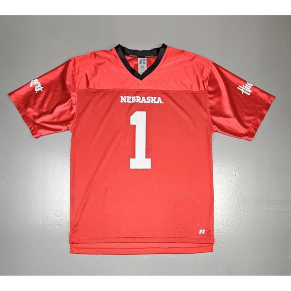 Russell Athletic Nebraska Cornhuskers‎ Football Jersey Mens Medium. Vtg Red #1 - Picture 1 of 7